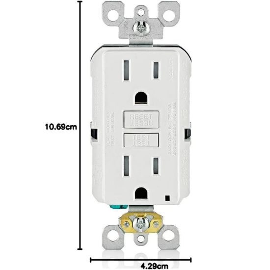 Picture of Leviton Decora 15A 15Amp Tamper-Resistant TR Slim GFCI Receptacle Outlet Plug