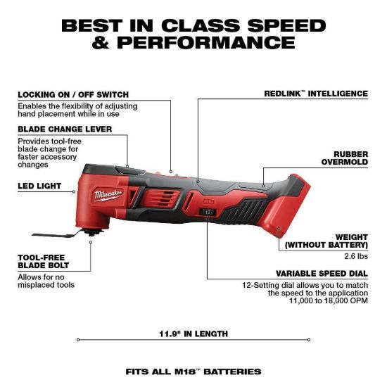 Picture of Milwaukee 2626-20 M18 Cordless Oscillating Tool Multi-Tool (Tool Only)