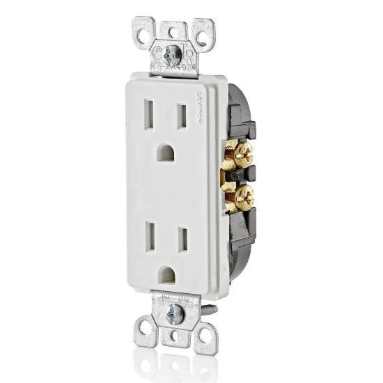 Picture of Leviton Decora Tamper Resistant TR Electrical Outlet Receptacle in White (10-Pack) T5325-W