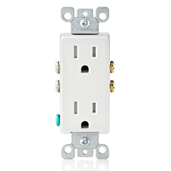 Picture of Leviton Decora Tamper Resistant TR Electrical Outlet Receptacle in White (10-Pack) T5325-W